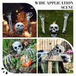 HASTHIP® Halloween Half-Buried Skeleton Ornament, 2 Arms & Skeleton Head, Spooky Upper-Body Skeleton Garden Courtyard Decor Lawn Ornament for Halloween