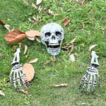 HASTHIP® Halloween Half-Buried Skeleton Ornament, 2 Arms & Skeleton Head, Spooky Upper-Body Skeleton Garden Courtyard Decor Lawn Ornament for Halloween