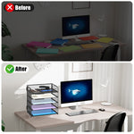HASTHIP File Holder for Office and School Use featuring 5 Layers with Metal Mesh Handle | 32.5x32.5x23 cm Desk Organizer