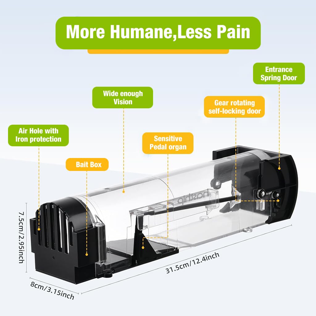 rat trap cage transparent ABS plastic with self-locking door for Indian homes