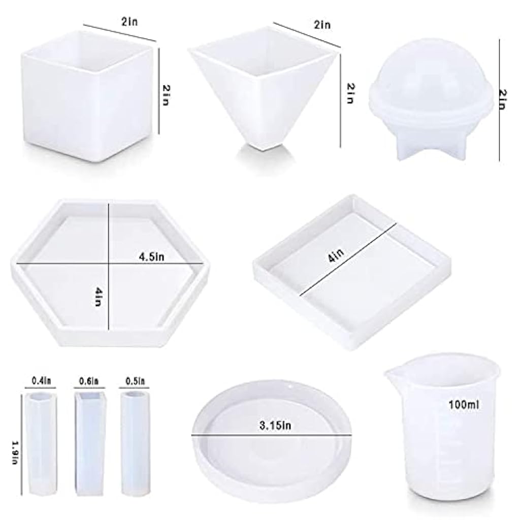 20 PCS Resin Moulds Silicone,Epoxy Casting Moulds Ashtray,Pen Holder,Flower Pot,Coaster,Pendants,Candle Molds,Candle Holders Sticks,Droppers for Resin DIY Craft