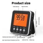 Food Thermometer Meat Thermometer with 39'' Temperature Probe, LCD Backlight Food Grill Thermometer with 7 Preset Temperatures & Timer for Baking, Grilling, Cooking (Without Battery)