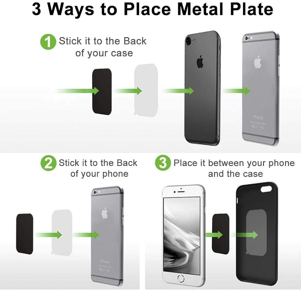 8 Pcs Universal Metal Plate with Adhesive for Magnetic Car Mount Cell Phone Holder (4 Round and 4 Rectangle)