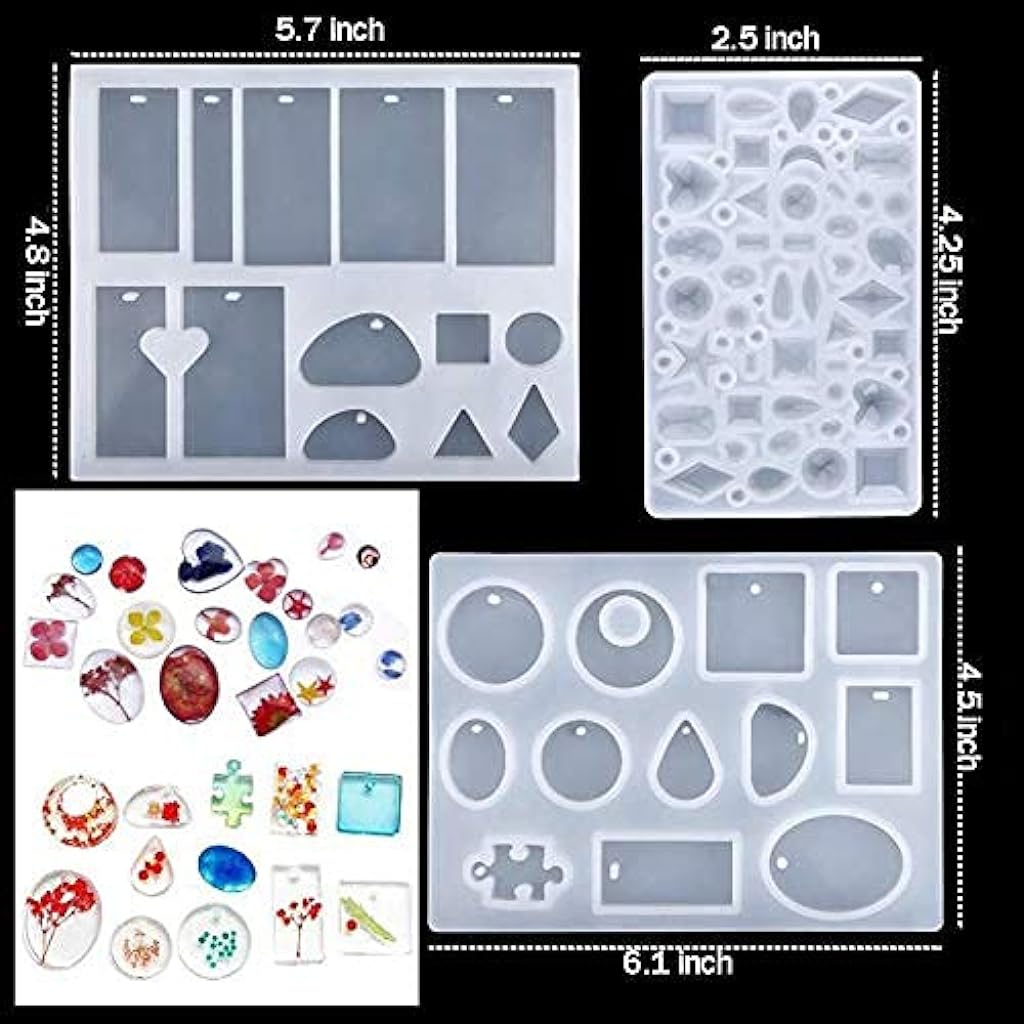 109 PCS Silicone Resin Moulds for Jewellery Making with a Storage Bag, Epoxy Resin Moulds, Jewelry Casting Molds Craft DIY Set, White