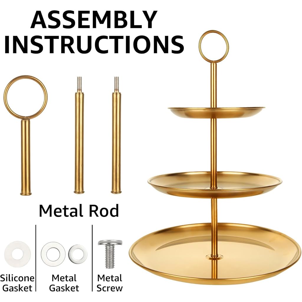 3 Tiered Gold Cupcake Stands, Metal Cupcake Tower Gold Tiered Dessert Stand Cup Cake Tier Stand, Serving Tray Cupcake Holder for Wedding, Birthday, Holiday Dessert Table Decoration