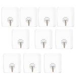 HASTHIP® Waterproof Stick on Adhesive Stronger Plastic Wall Hooks Hangers for Hanging Robe, Coat, Towel, Keys, Bags, Lights, Calendars, Max Load 15 kg - Pack of 10, Transparent