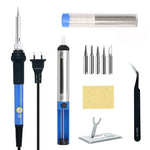 Soldering Iron Kit with Adjustable Temperature Welding Iron, 60W 110V Soldering Machine Solder Soldering Iron with 5pcs Tips, Stand, Tweezers, Sponge, Flux Pen, Solder Wire