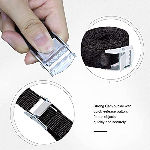 6 Pack Tie Down Straps, Heavy Duty Lashing Straps Adjustable Cam Buckle Tie-Down Straps with Metal Bucklefor Motorcycle, Cargo, Trucks, Trailer, Luggage, 2.5m