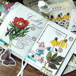 Vintage Ephemera, Romantic Easy Self-Adhesive Plants Floral Style Decoration Note Paper Stickers - 60 Pieces