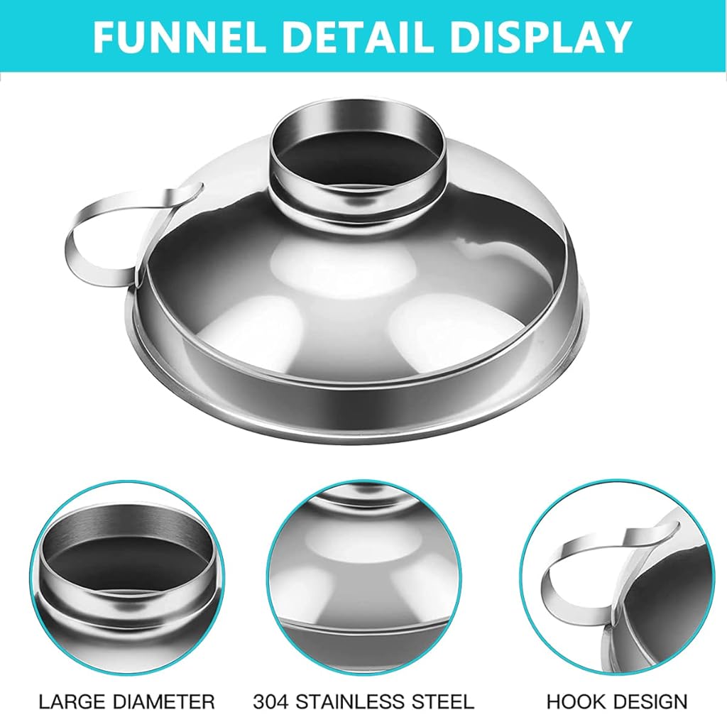 Canning Funnel for Kitchen Use with Handle, Multipurpose 304 Stainless Steel Funnel, Wide Mouth Funnel for Mason Jars, Funnel for Oil Dispenser, Small Canning Funnels (4.3X1.4inch)