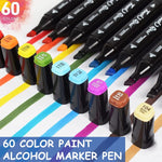 60 Colors Alcohol Markers Pens,Dual Tip Twin Marker Pens Acrylic Marker Pens,Anime&Manga Colouring Pens With Carrying Case For Painting Sketching Calligraphy Drawing Graffiti Design,Black