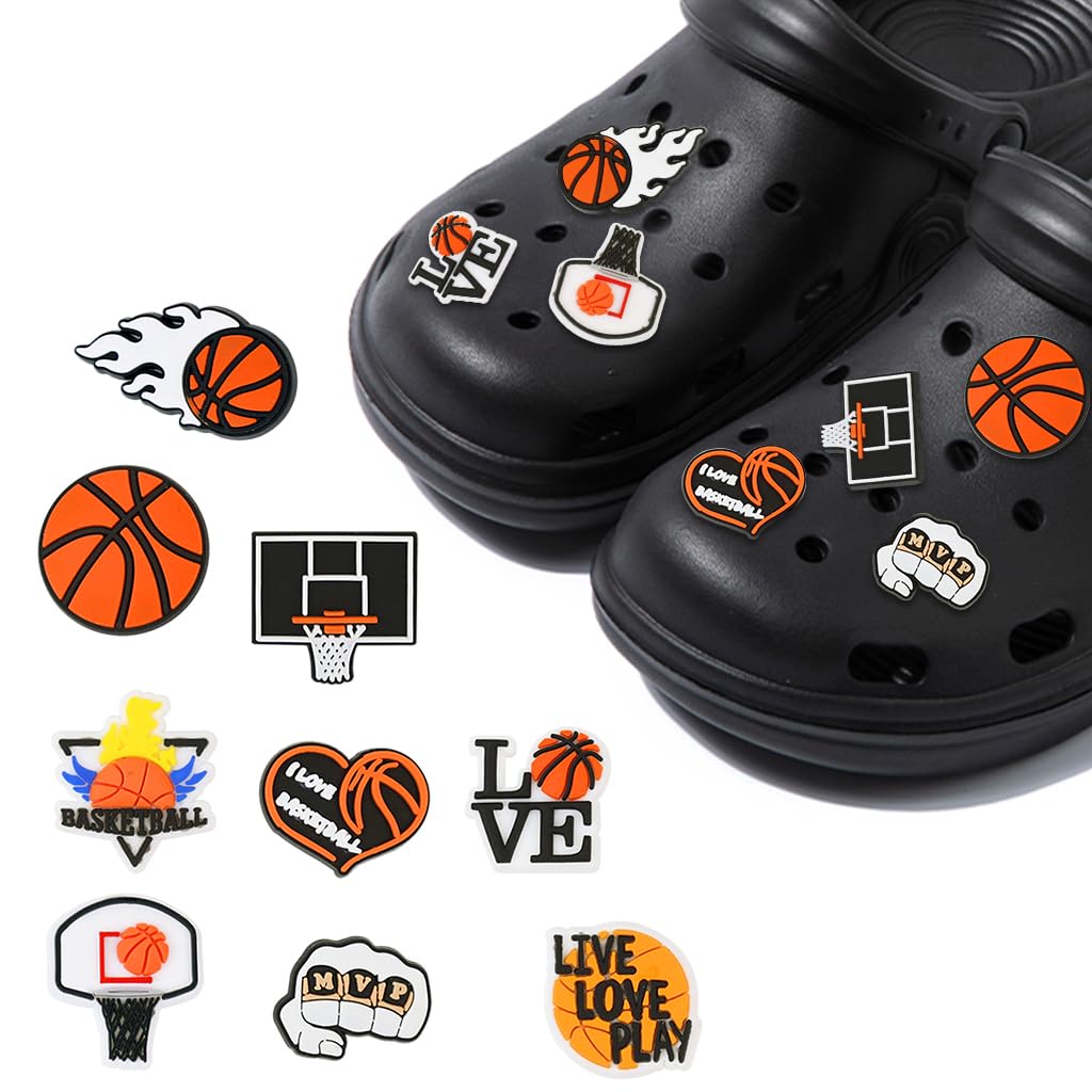 Sports Shoe Charms for Clog Sandals Bracelets Decoration, Baseball Softball Football Basketball Soccer Swim Charms for Kids Adult Party Favor