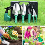 HASTHIP® 10Pcs Gardening Tools Kit with Carrying Case for Garden Home Patio, Stainless Steel Garden Tools Set, Durable Gardening Equipment, Garden Accessories