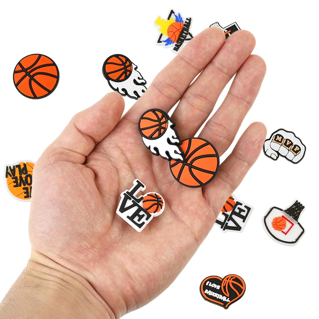 Sports Shoe Charms for Clog Sandals Bracelets Decoration, Baseball Softball Football Basketball Soccer Swim Charms for Kids Adult Party Favor