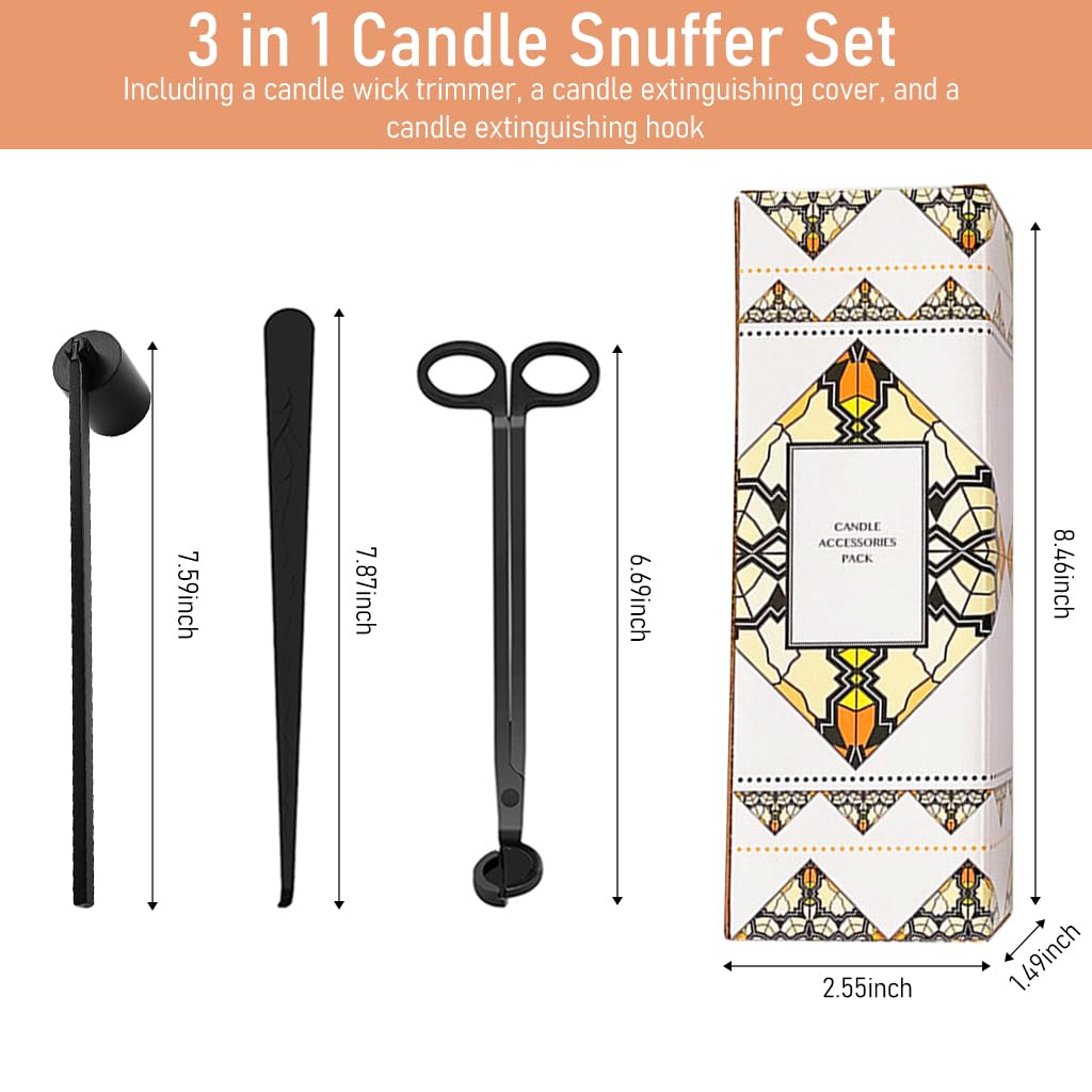 3 in 1 Candle Accessory Set, Candle Wick Trimmer, Candle Snuffer, Candle Wick Dipper,Gift Packing,Essential Supplies for Scented Candle Lover