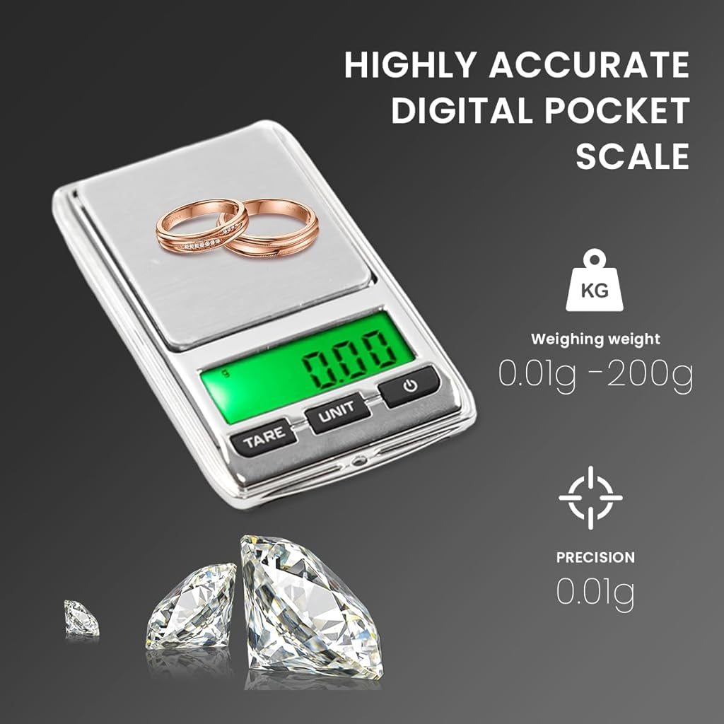 Digital Kitchen Weighing Scale for Home 200g/0.01g Food Weighing Scale for Diet LCD Digital Pocket Scale with Easy Carry Design Portable Electronic Kitchen Scale for Jewellery Medicine