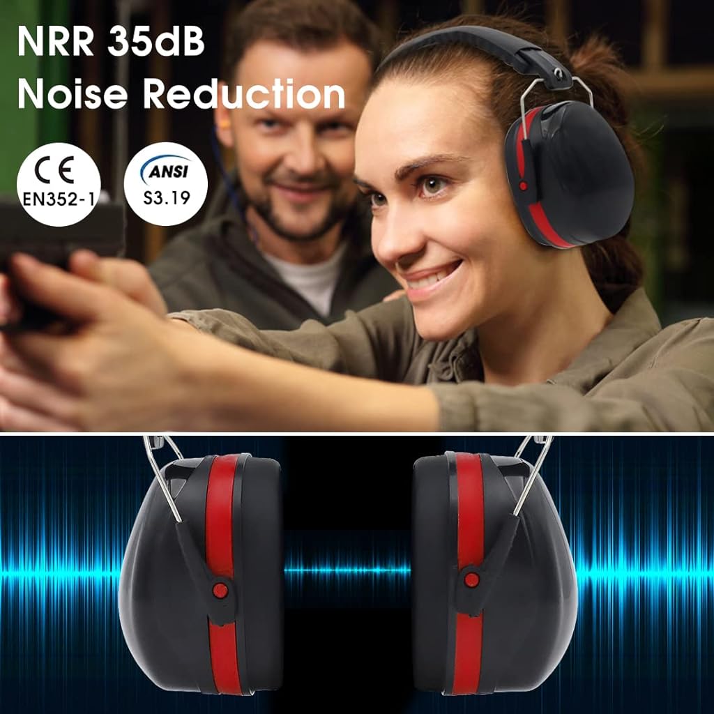 Ear Muffs for Noise Reduction, Foldable Noise Reduction Headphones NRR 26db-35db Noise Sound Protection for Studying, Meditating,Shooting Range,Mowing,Construction,Manufacturing, Woodwork