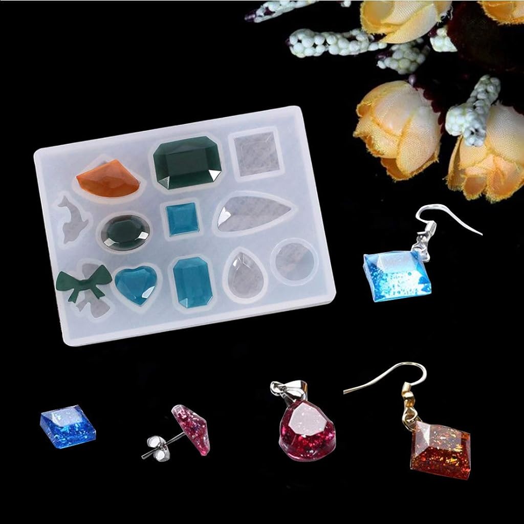 249pcs Earring Resin Moulds Kit Set Epoxy Casting Silicone Mould Crystal Pendant Jewellery Making Molds with Earring Hooks Jump Rings Eye Pins for Birthday Gifts Handmade Craft DIY