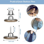 10pcs Detachable Buttons for Jeans, No Sew Instant Loose Jean Button Pins Reusable Tightener Replacement Buttons for Clothes Adjustment, Hats Bags Decorations (Copper & Silver Combo)