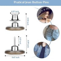 HASTHIP® 10pcs Detachable Buttons for Jeans, No Sew Instant Loose Jean Button Pins Reusable Tightener Replacement Buttons for Clothes Adjustment, Hats Bags Decorations (Copper & Silver Combo)