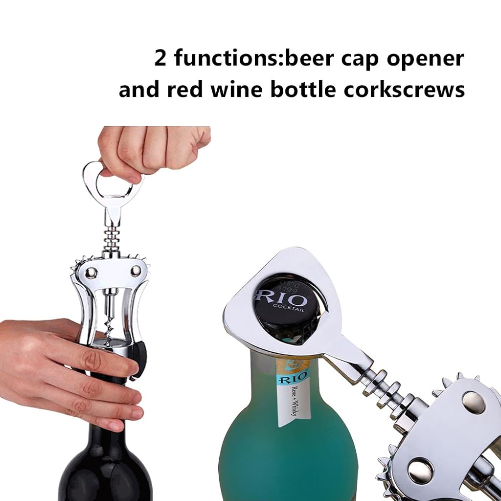 Multifunctional Wing Corkscrew Wine Bottle Opener for All Cork Stoppered and Beer Cap Bottles Luxury Waiter Corkscrew with Stopper Set