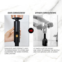 HASTHIP® Wine Bottle Opener Corkscrew with Foil Cutter, T Shape Handle Reusable ABS Manual Wine Cork Wing Corkscrew for Home, Kitchen, Party, Restaurant, Bar - Black(No Need Charing)