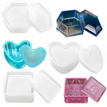 3Pcs Resin Heart Hexagon Square Jewelry Organizer Kit Silicone Resin Molds for DIY Making Home Decor Craft Tools