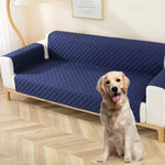 Sofa Cover 2 Seater, Sofa Slipcover, Reversible Oversized Water Resistant Couch Cover with Foam Sticks Elastic Straps, Furniture Protector for Children Pets Dog Cat, 130 * 196cm (Blue/Grey)