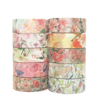 HASTHIP® 10 Roll Washi Tapes Set Spring Flower Colour Tapes Decorative Tape Craft Supplies for DIY Craft,, Journal Supplies, Gift Wrapping, Scrapbooking