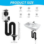 HASTHIP® Sink Drain Kit with Flexible Expandable P-Trap Sink Drain Pipe Tube Anti-Odor Bathroom Sink Drain Pipe 3 in 1 Plumbing, Fits for 1-1/4'' & 1-1/2'' Drain Hole, For Kitchen Bathroom Sewer Drain