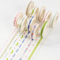 HASTHIP® 10 Pieces Flower Washi Tape Masking Tape Adhesive Decorative Tape Sticker for Scrapbooking