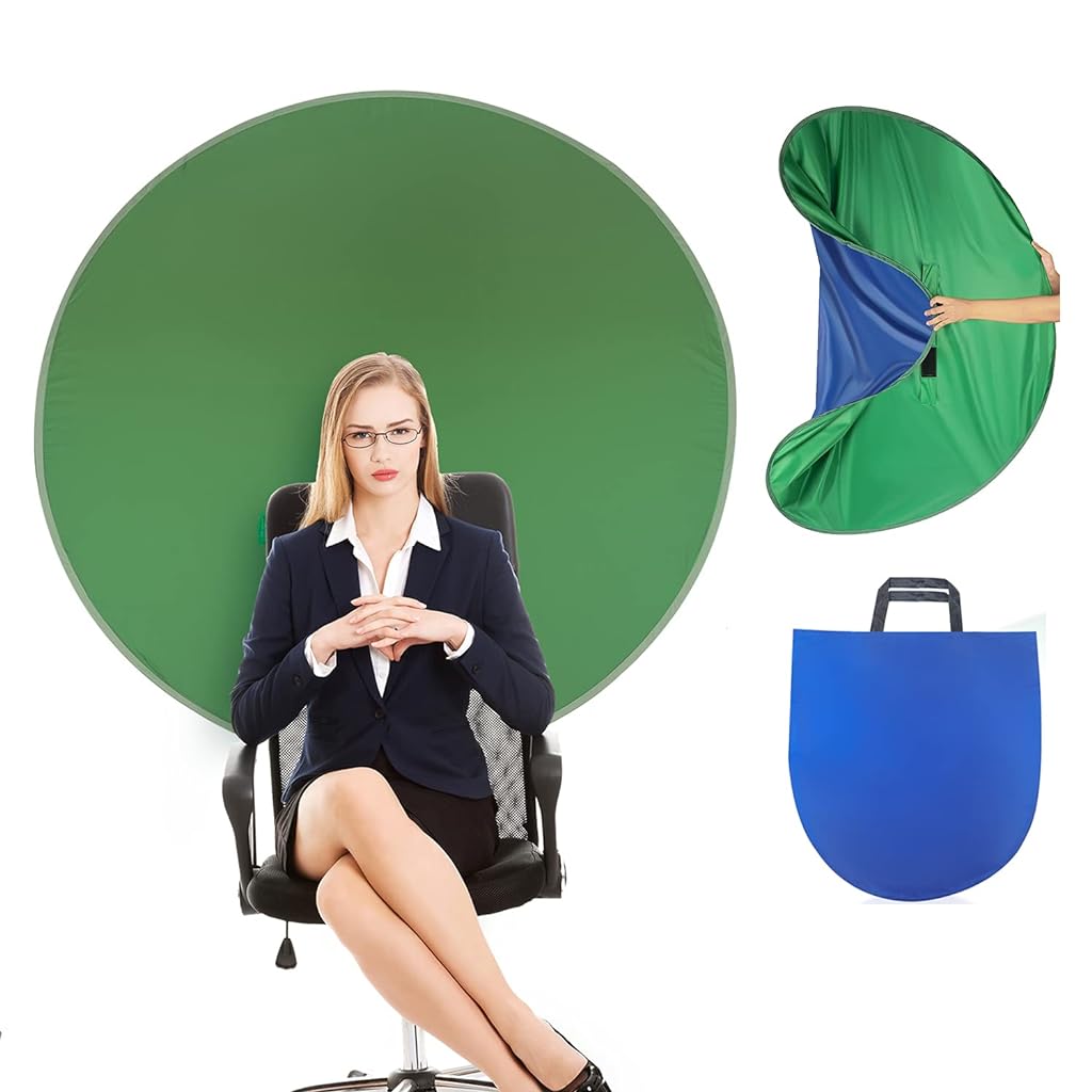 Blue Green Screen on Chair Background Screen Double Side 4.65ft Backdrop Green and Blue for Zoom Virtual Background,Photography, Live Streaming,Game Live,Online Video Meeting