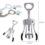 Multifunctional Wing Corkscrew Wine Bottle Opener for All Cork Stoppered and Beer Cap Bottles Luxury Waiter Corkscrew with Stopper Set