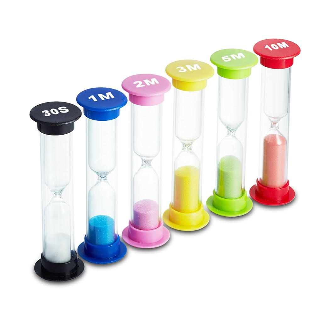 6PCS Small Sand Timer Hourglass Sandglass Sand Clock Timer 30sec / 1min / 2mins / 3mins / 5mins / 10mins(8.8cm High)