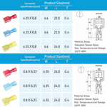 100Pcs Wire Connection Jointer Terminal, Insulated Straight Butt Connector, Electrical Insulated Terminals, Male and Female Spade Wire Crimp Terminal Assortment Kit AWG(10-22)