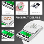 Digital Kitchen Weighing Scale for Home 200g/0.01g Food Weighing Scale for Diet LCD Digital Pocket Scale with Easy Carry Design Portable Electronic Kitchen Scale for Jewellery Medicine