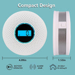 Smoke Detector 2 in1 Carbon Monoxide & Smoke Detector with Alarm, Fire Alarm Battery Operated with 80db Sound and Light Warning Alarm for Home Bedroom Office