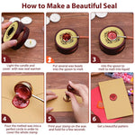 HASTHIP® Wax Sealing Tools, Wax Seal Stamp Kit, Wax Seal Warmer, Sealing Wax Melting Furnace Tool For Wax Envelope Seal Stamp - Wax Sealing Stove - Brass Wax Spoon - Wax Sealing Set (Red-Brown)