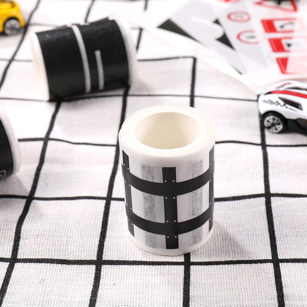 Washi Masking Tape Set, DIY Trains Railways Road Tape Decorative Masking Tape Collection DIY Trains Railways Washi Tape Road Sticker Rolls for Toy Cars