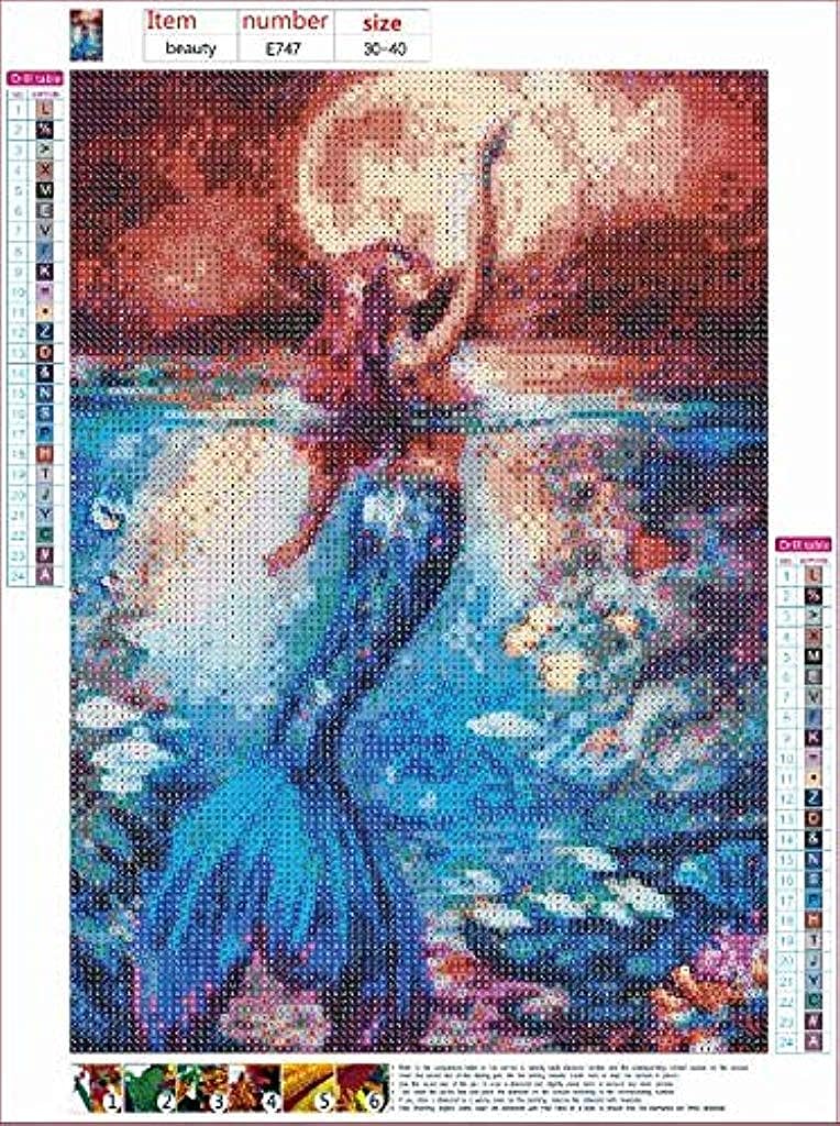 DIY 5D Full Drill Diamond Painting, Rhinestone Pasted Cross Stitch Blue Owl Pattern for Home Wall Decoration (Mermaid)