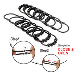 10Pcs Stainless Steel Curtain Hooks, Curtain Rings for Bathroom Shower Rods, Rust Resistance, Black (6 x 4cm/2.3 x 1.6 inch)