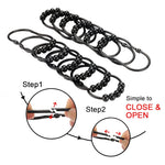 HASTHIP® 10Pcs Stainless Steel Curtain Hooks, Curtain Rings for Bathroom Shower Rods, Rust Resistance, Black (6 x 4cm/2.3 x 1.6 inch)