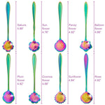 8Pcs Colorful Stainless Steel Coffee Spoon Set, Reusable Teaspoons Coffee Sugar Stirring Spoon, Dessert Cake Spoons Tea Scoops (Rainbow Flower)