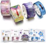 4 Roll Creative Flower Petal Washi Tape, Masking Tape Decorative Decals, DIY Petal Stickers for Scrapbooking, Diary, Bullet Journal, Planner, 200 Petals/Roll (Purple)