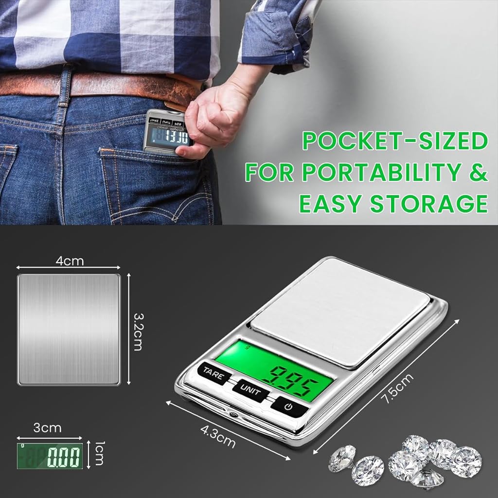 Digital Kitchen Weighing Scale for Home 200g/0.01g Food Weighing Scale for Diet LCD Digital Pocket Scale with Easy Carry Design Portable Electronic Kitchen Scale for Jewellery Medicine