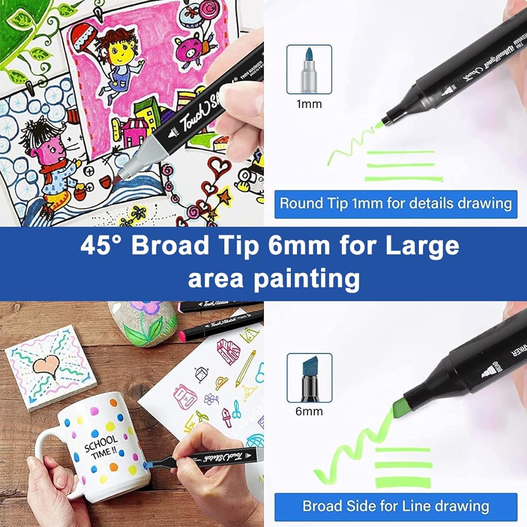 60 Colors Alcohol Markers Pens,Dual Tip Twin Marker Pens Acrylic Marker Pens,Anime&Manga Colouring Pens With Carrying Case For Painting Sketching Calligraphy Drawing Graffiti Design,Black