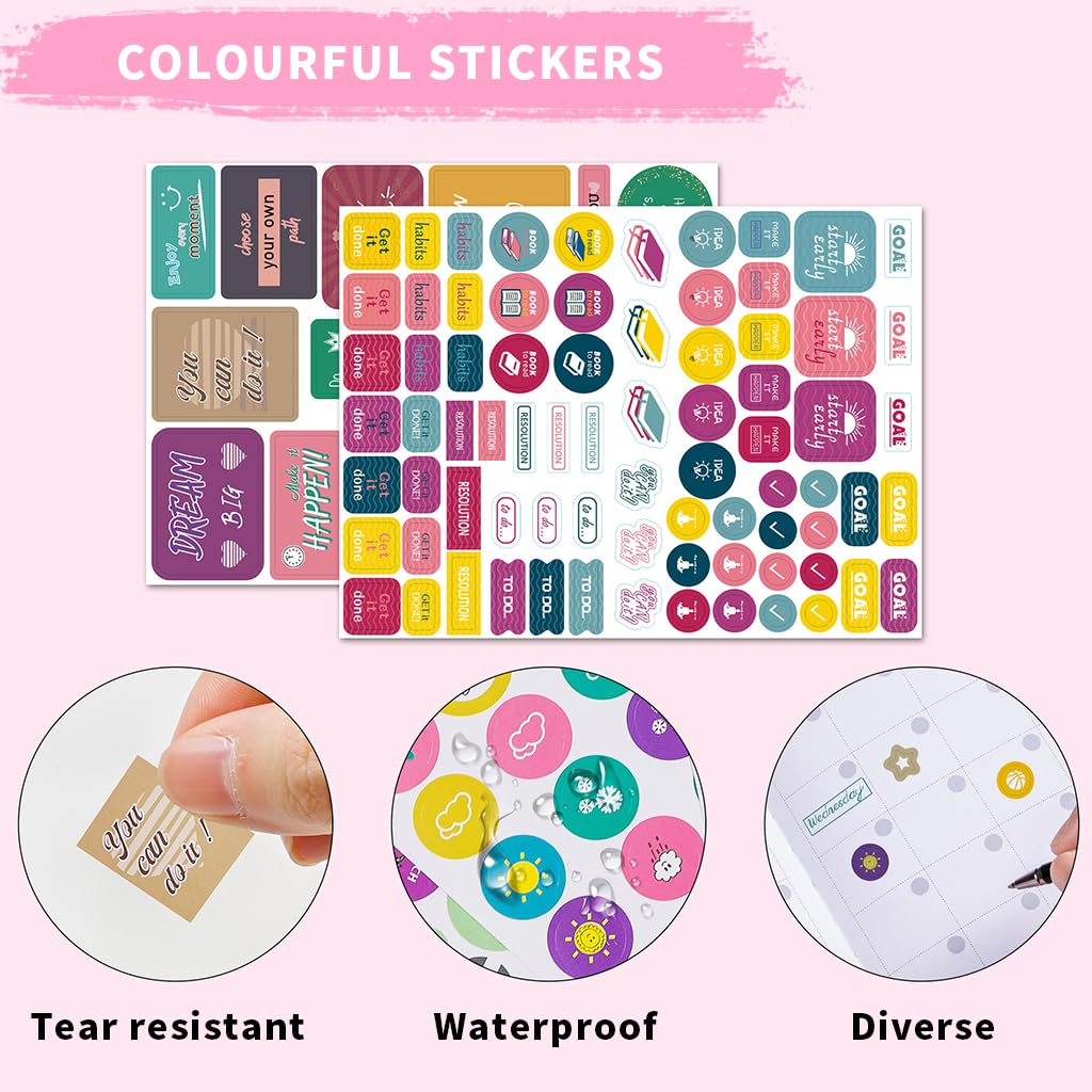 8 Sheets Label Planner Stickers - Colorful Yearly Monthly Set for Planners, Journals, and Calendars - 412Pcs Stickers - Great Value Pack for Educators, Homeschoolers, and Students