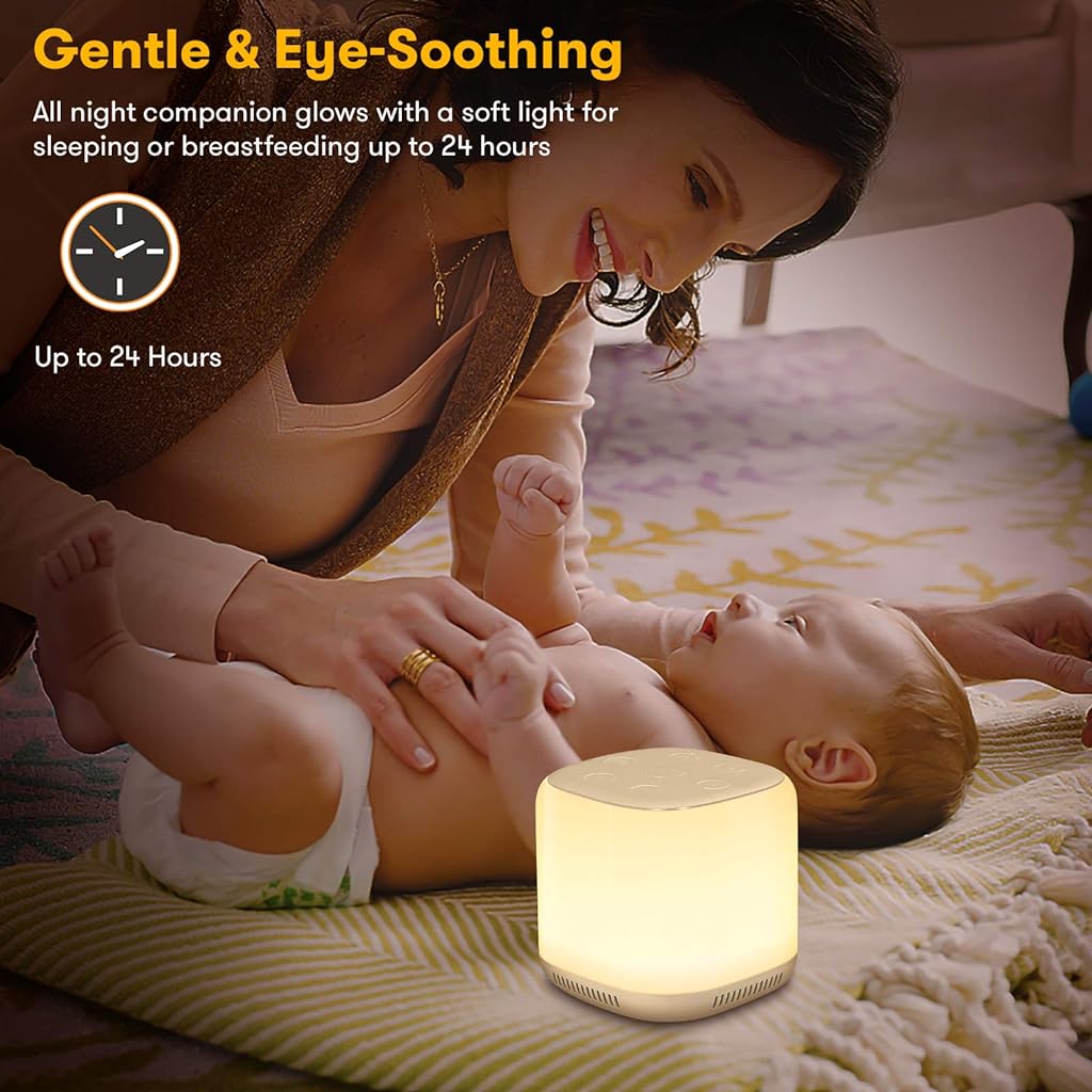HASTHIP® White Noise Machine for Baby Sleep Aid 1800mAh LED Night Light White Noise Therapy Machine for Adults with 34 Natural Soothing Melody Adjustable 3 Timer Function White Noise Sounds Machine
