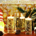 25Pcs Pearl String for Floating Candles Centerpiece, Faux Pearl Beads Vase Filler for Wedding Table Décor, Gold