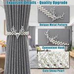 2pcs Curtain Holders Tieback Metal TieBacks with Classy Small Pearl Elastic Rope Curtains Tie Backs for Home Office Hotel Window Drape Decor (Silver)